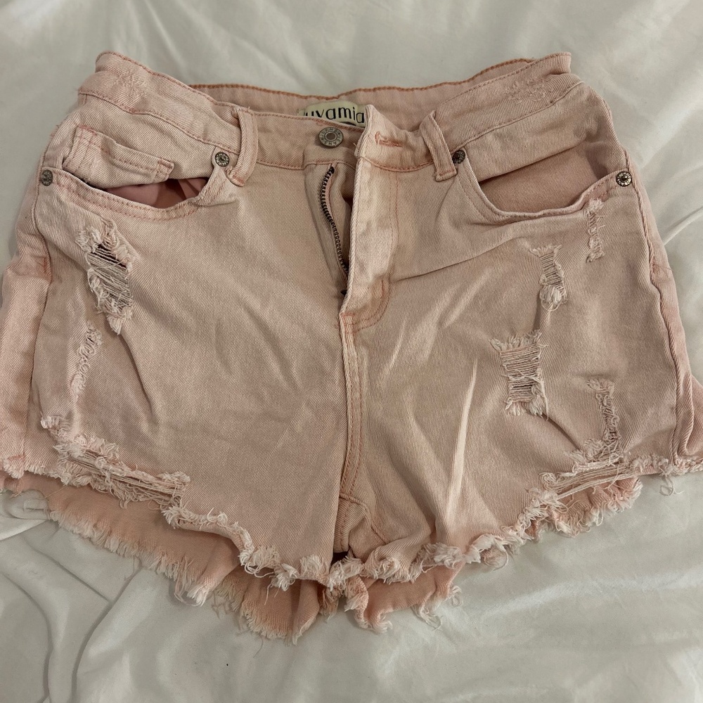 Light pink jean shorts